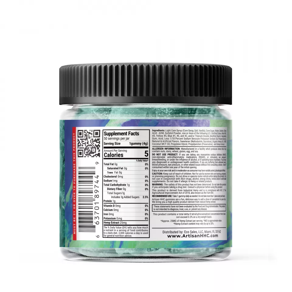 Artisan HHC THC Cube Gummies - Fruit Punch - 1250MG - Image 3